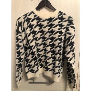 PLT Black Brushed Houndstooth Knitted Sweater